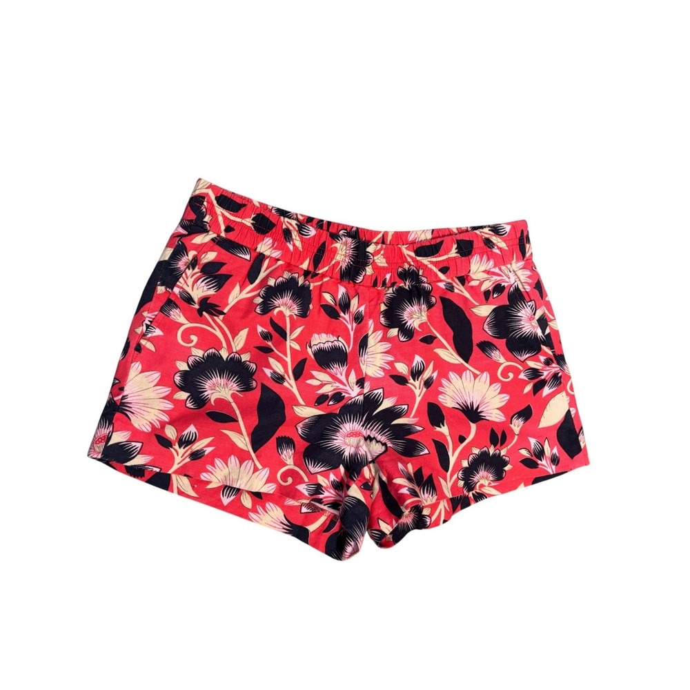 J.Crew 3" Boardwalk Printed Shorts 4 Red‎ Floral Linen Blend Tropical Summer